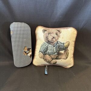 Dakotah Teddy Bear Deocrative Throw Pillow  6" & Teddy Bear Eye Glass Case